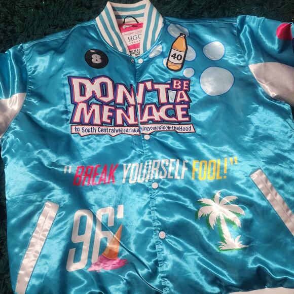 Vintage HGC 'Don't Be a Menace' 1996 Satin Bomber Jacket 5XL – Rare Movie Grail - Picture 4 of 6